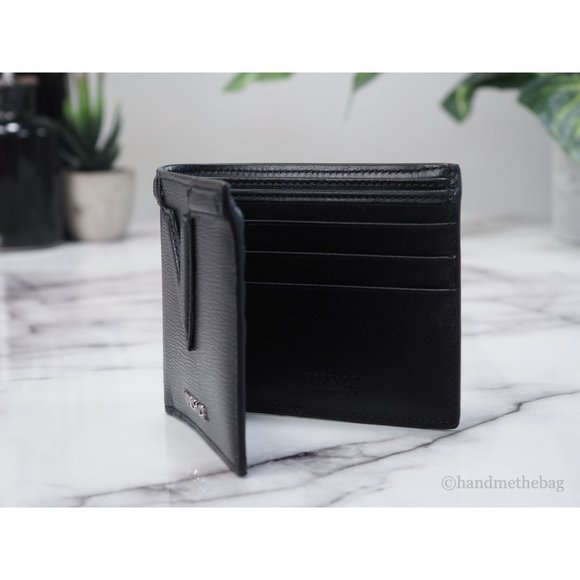 SOLD OUT!!   Monogram V Logo Bifold Organizer Wallet Black Grained Leather - Picture 4 of 9